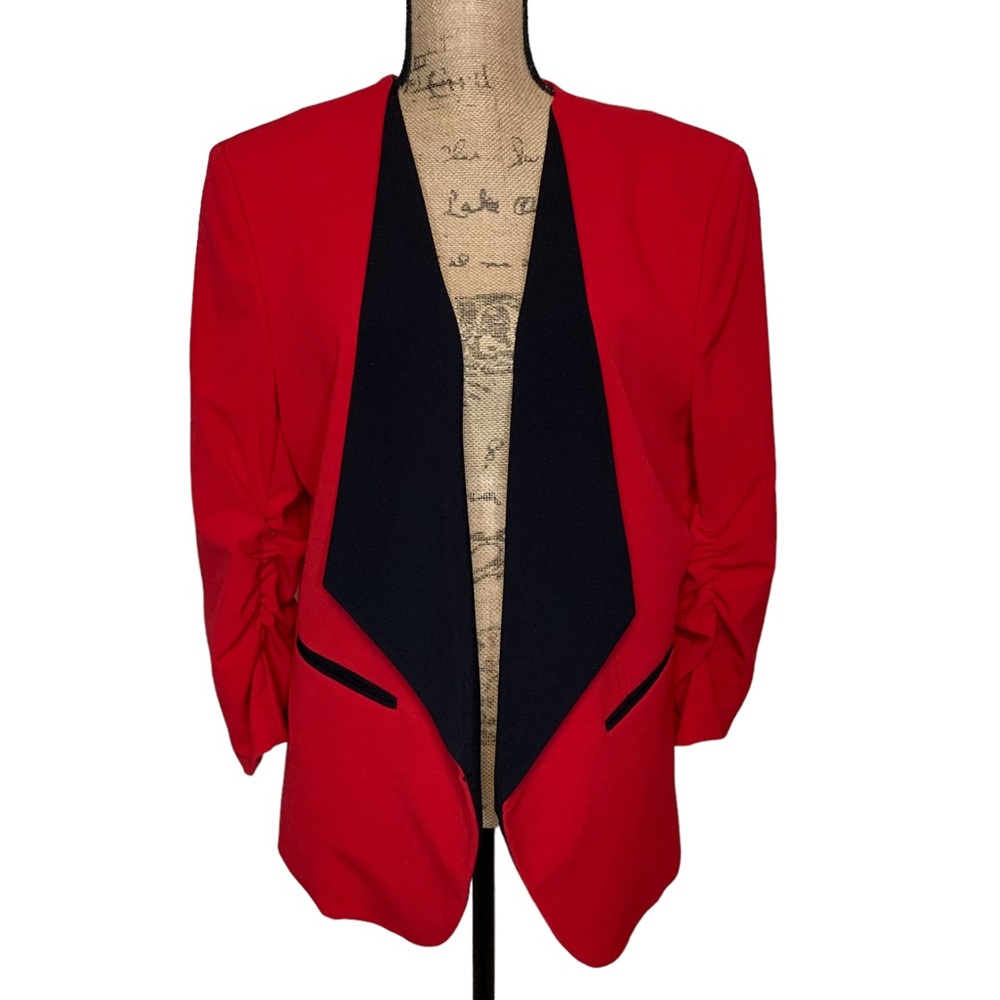 Nine West Bold Red Blazer with Black Accents